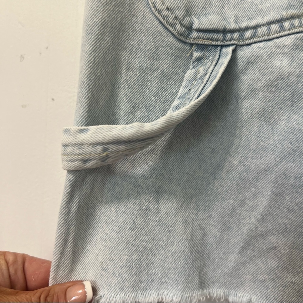 & Denim Denim Cut Off Overalls Shorts Light Wash Boho Coastal Cowgirl Size S - Picture 9 of 12
